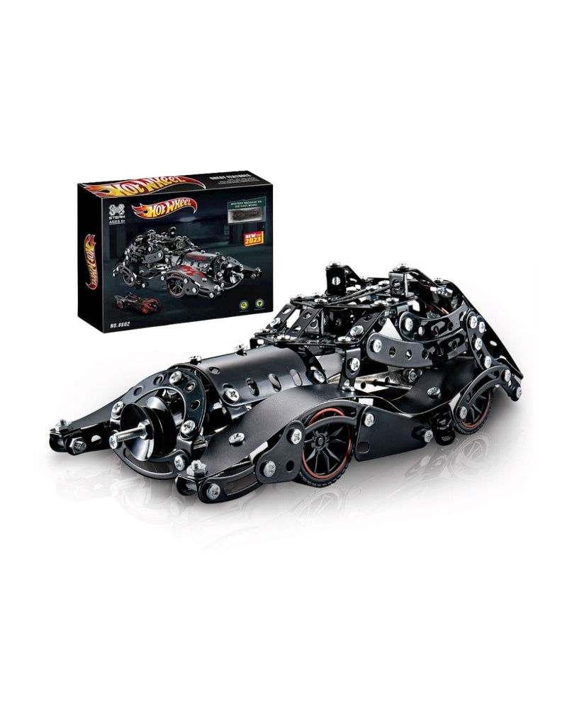 HotWheel metal construction set motorcycle assembled with retail box packaging