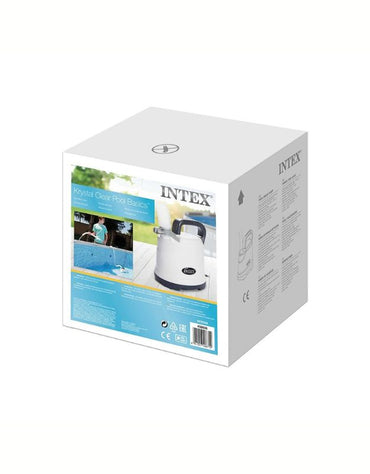 Intex 28606 Pool Drain Pump packaging box with product details