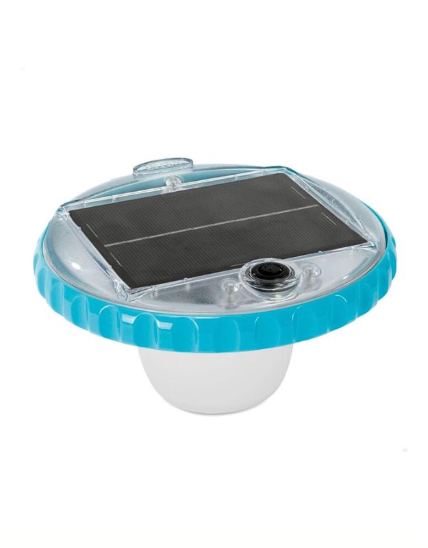 Intex 28695 solar powered pool lantern with blue rim and solar panel top