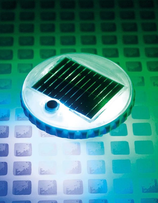 Intex 28695 solar powered floating pool lantern glowing underwater with bright LED light