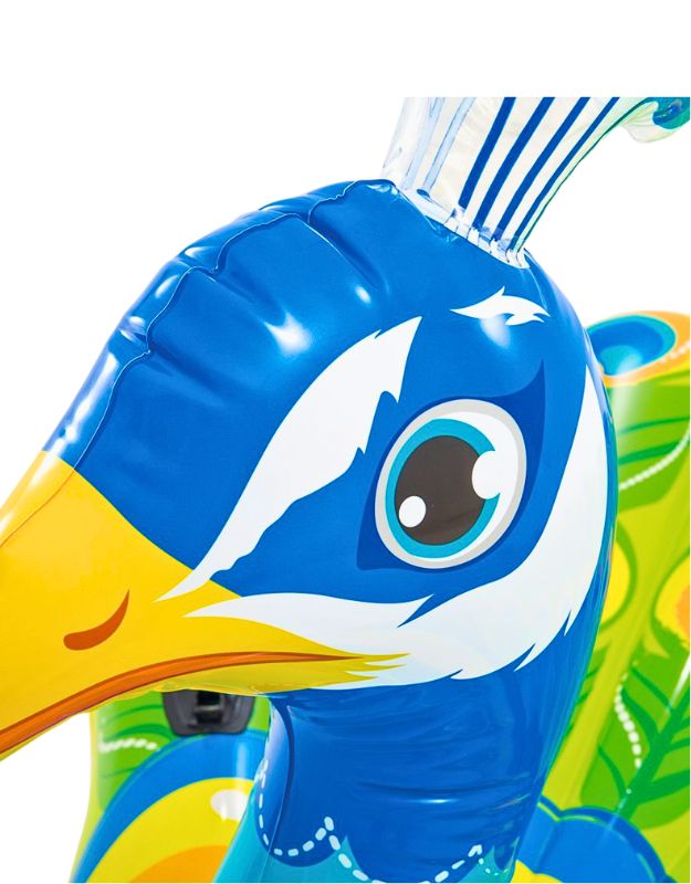 Close-up view of the Intex 57250 inflatable peacock lounger mat head design