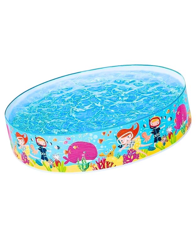 Intex 58477NP circular 122x25cm inflatable kids pool with colorful underwater cartoon design filled with water
