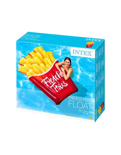 Retail packaging box of Intex 58775EU French Fries Inflatable Mattress with pool scene