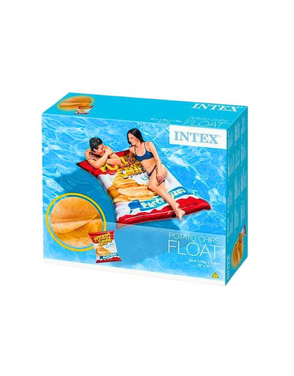 Retail box of Intex 58776EU Potato Chips Float showing product design and dimensions.