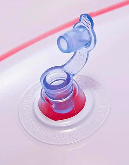 Close-up of the inflation valve on the Intex 58781EU inflatable strawberry mat.