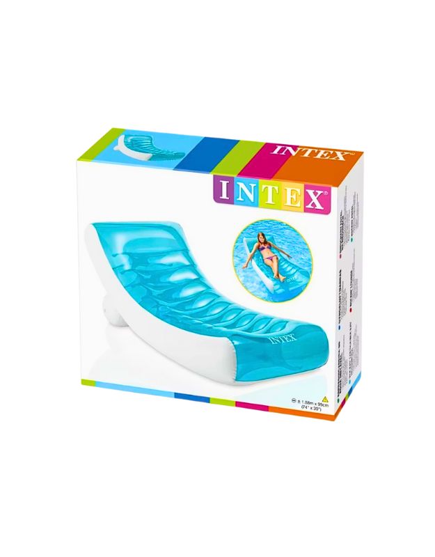 Retail packaging of Intex 58856EU luxury ghost inflatable lounger mat pool float.