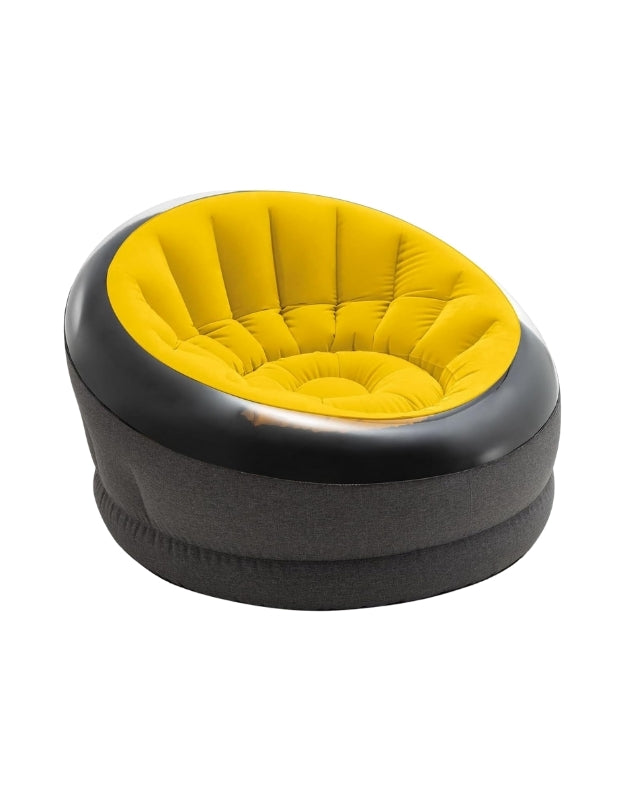 Intex 66582NP Empire Inflatable Chair in yellow and black, shown empty on a white background