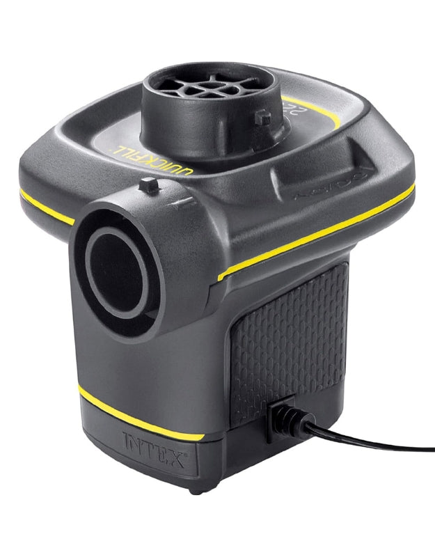 Close-up side view of Intex 66634 portable electric air pump