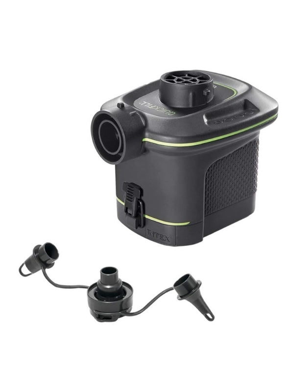Intex 66638 Quick-Fill electric air pump with nozzle attachments for airbeds and inflatables.
