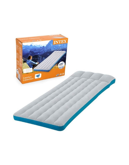 Intex 67998 inflatable camping mattress with retail packaging, lightweight and portable design