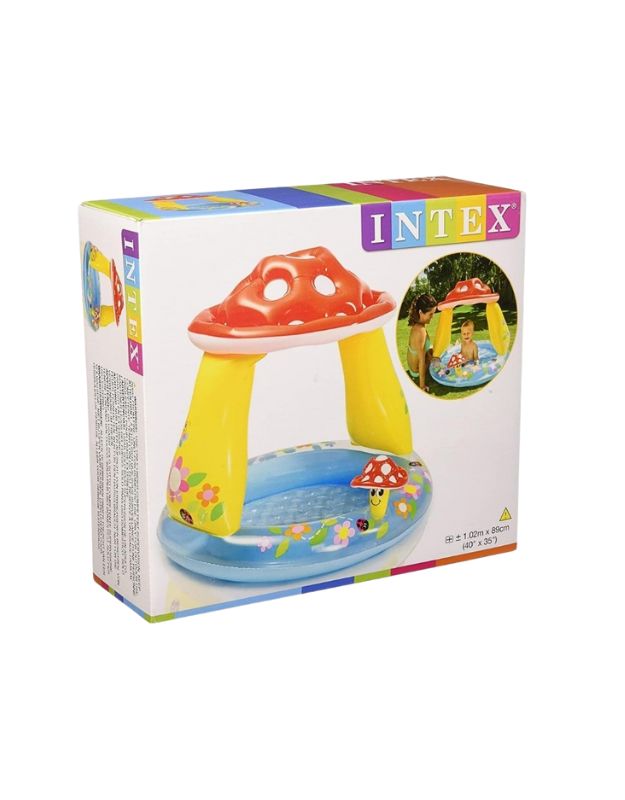 The box packaging for the Intex mushroom baby pool.