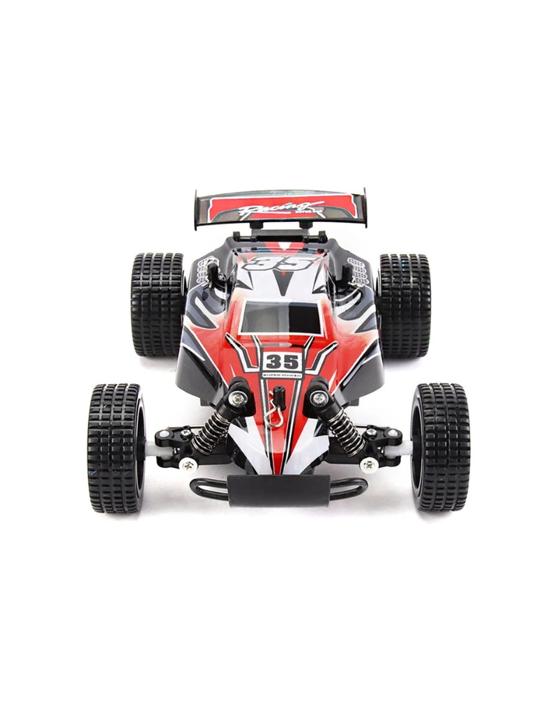 Front view of the King Remote Control Toy Car red 2.4 GHz buggy with high-strength shock absorbers.