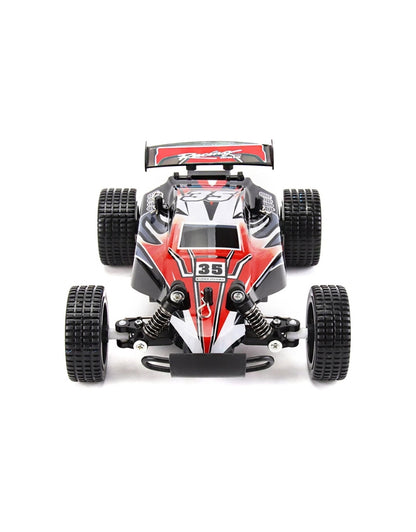 Front view of the King Remote Control Toy Car red 2.4 GHz buggy with high-strength shock absorbers.