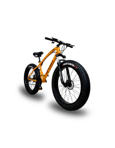 LA-ISLA-Sport 26 inch mountain bike front angle with fat tires and black suspension fork