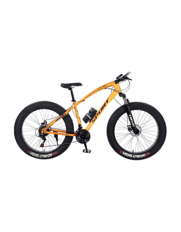 LA-ISLA-Sport 26 inch mountain bike front angle with fat tires and black suspension fork