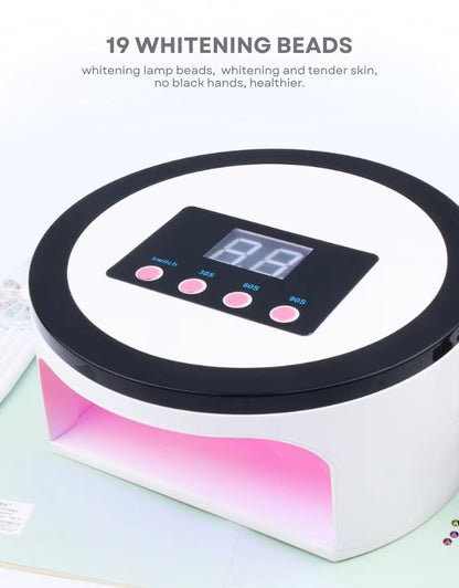 LED nail lamp with 19 whitening beads for skin protection.