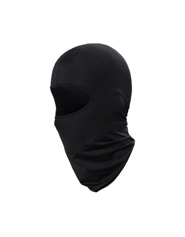 Black lightweight balaclava face mask with single eye opening