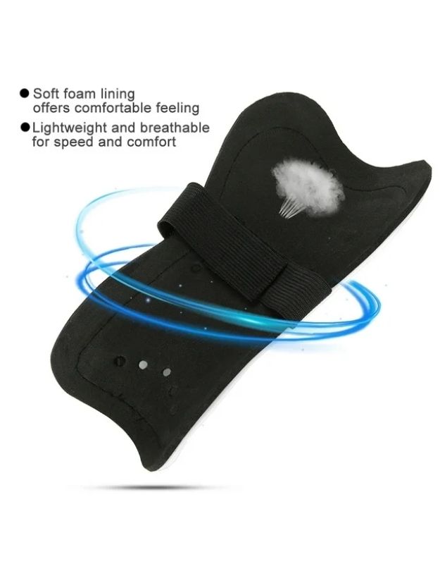 Lightweight shin guards with soft foam lining for comfort.