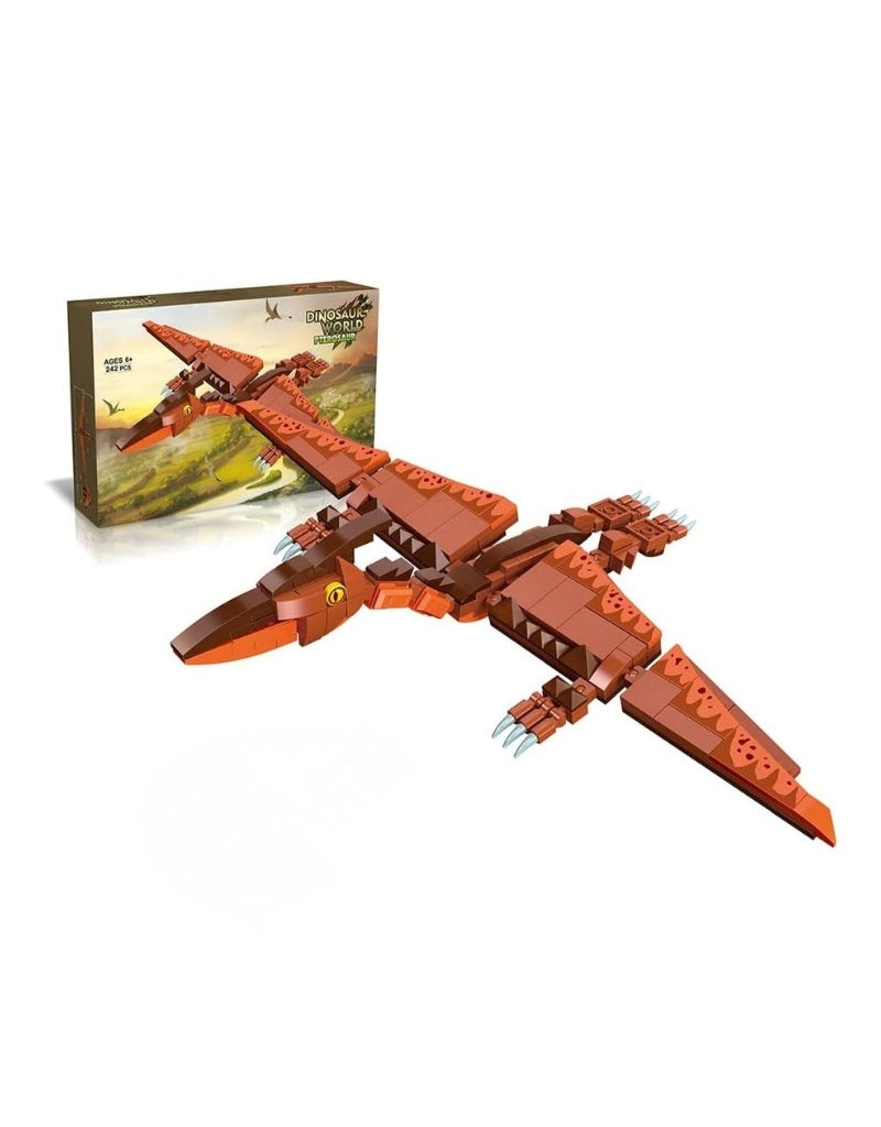 Little Story Block Toy Dinosaurs World 242 PCS set, showing the assembled Pterosaur model and box