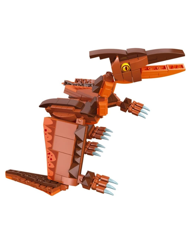 Close-up side view of the assembled Little Story 242 PCS dinosaur block toy Pterosaur model.