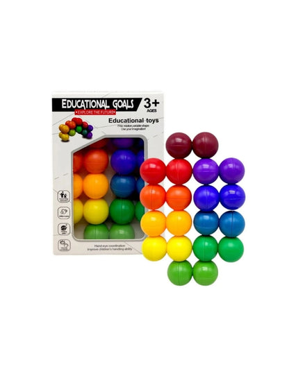 A front-facing product shot of the box for the "Magnetic Balls" educational game.