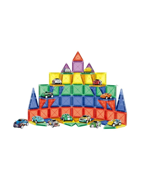 A large Ferris wheel structure built from the 78-piece set of colorful magnetic building blocks.