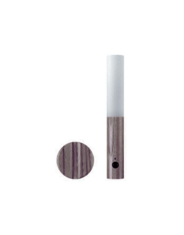 Dark wood finish magnetic LED lamp with detachable base.