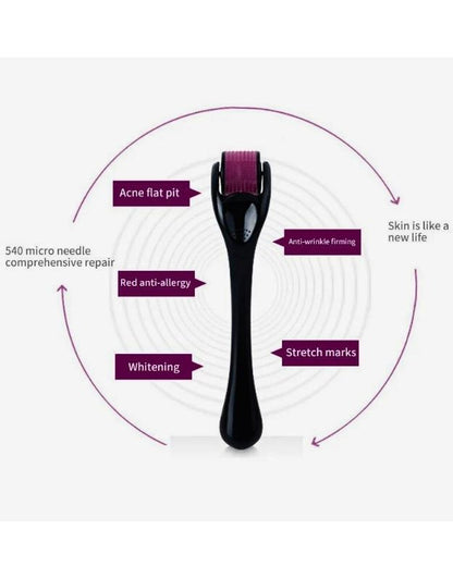 Microneedle derma roller 0.75mm benefits including anti-wrinkle, scar repair and collagen stimulation