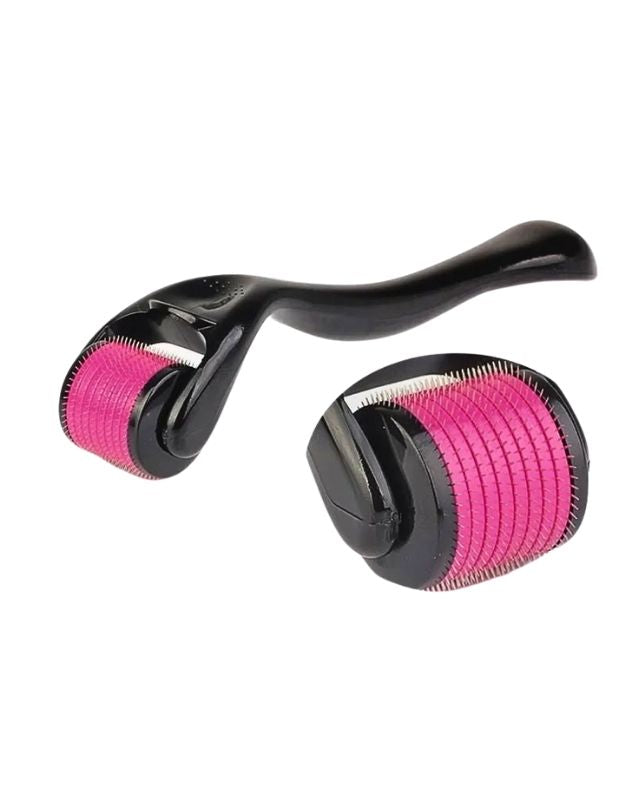 Close-up of 0.75mm microneedle derma roller with 540 needles for skin therapy