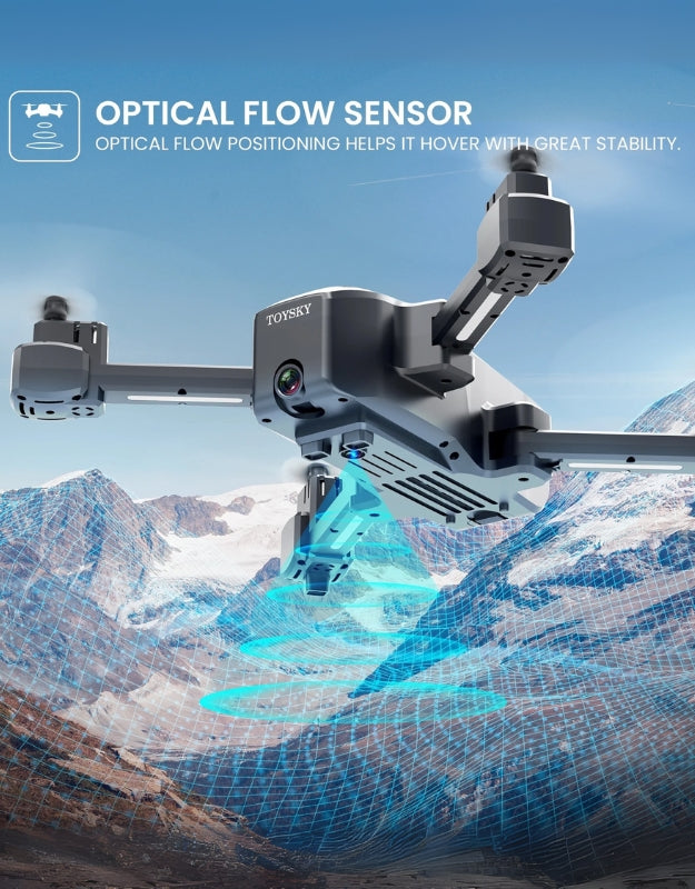 Mini foldable drone with optical flow sensor for stable hover positioning