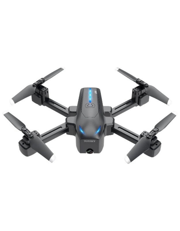 Mini foldable drone with UHD camera in flying position