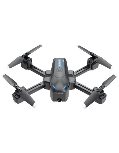 Mini foldable drone with UHD camera in flying position