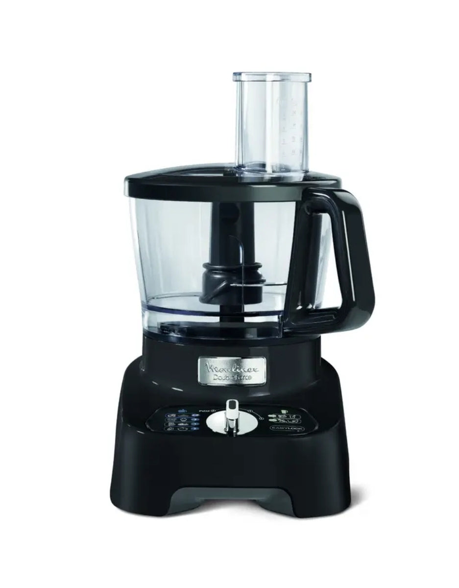 Front view of Moulinex Double Force multifunction food processor with large bowl and ergonomic handle