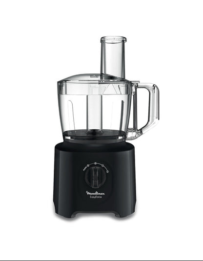 Moulinex Easy Force multifunction food processor in black with large transparent bowl and simple control dial