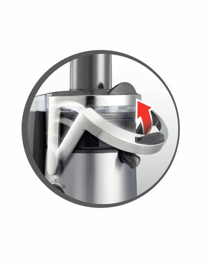 Moulinex Easy Fruit Juicer safety locking arm mechanism with metal latch open