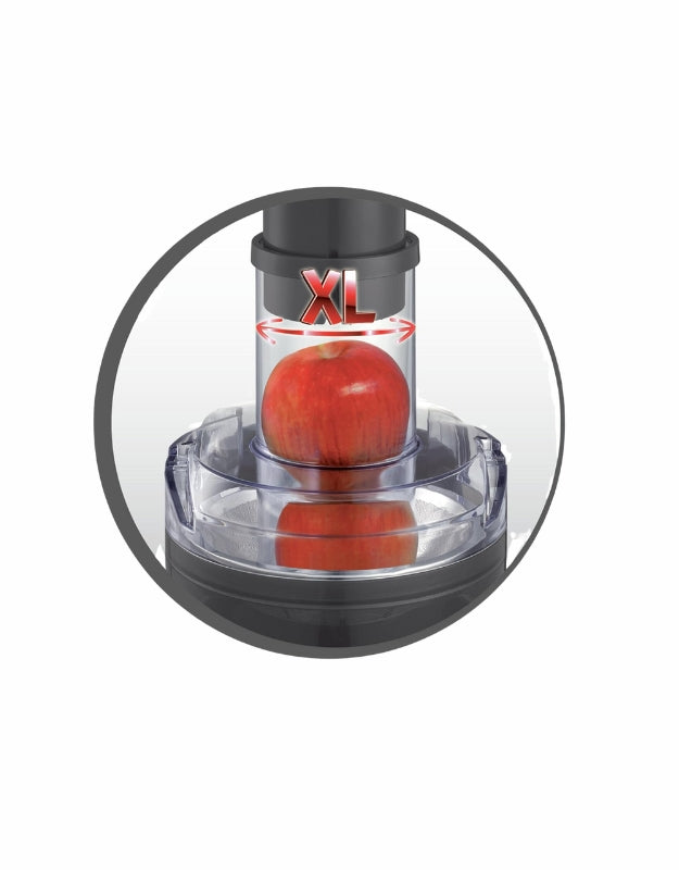 Moulinex Easy Fruit Juicer XL feeding tube fitting a whole apple for fast juicing