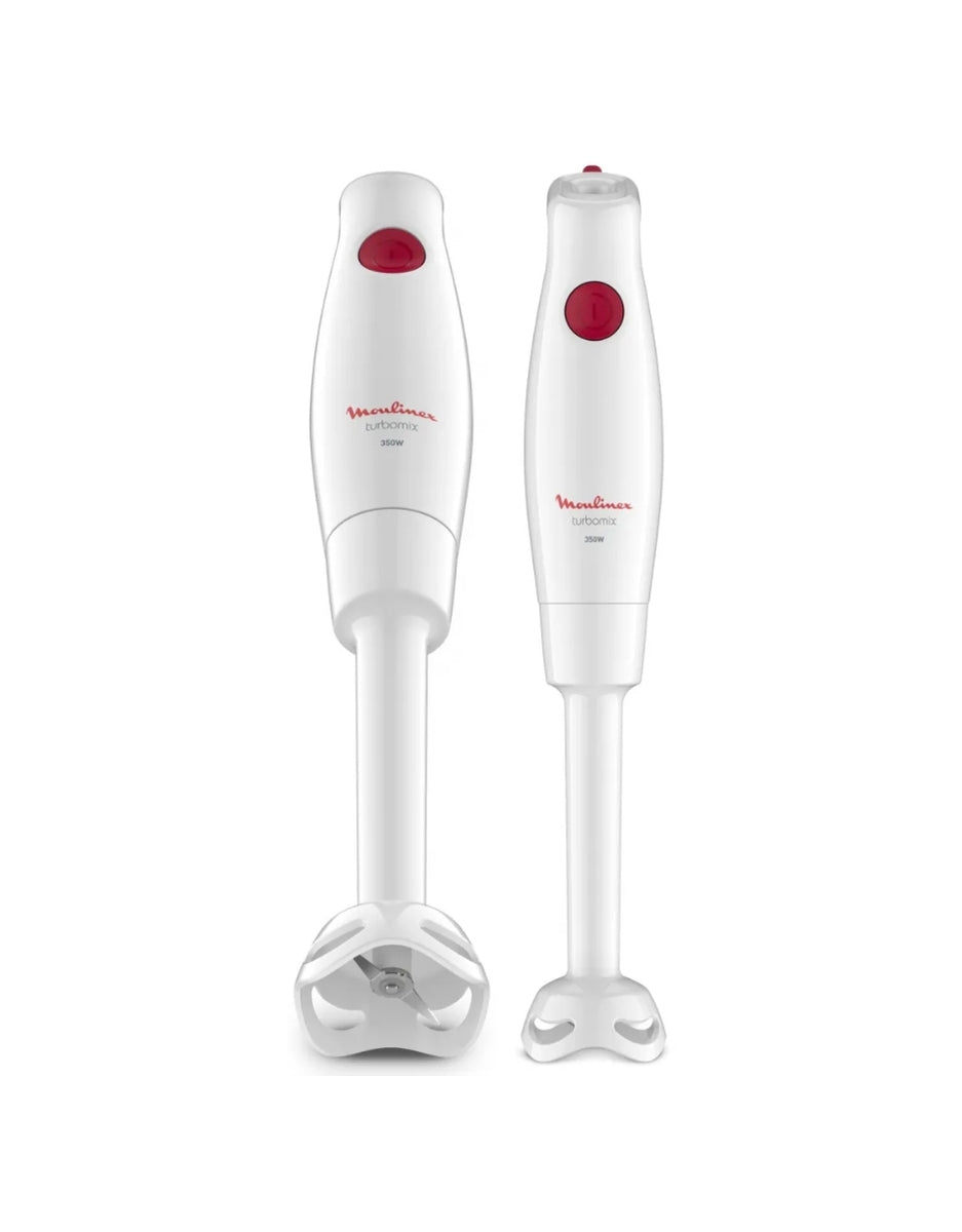 Moulinex easy-to-use hand blender showing front and side view, designed for quick and smooth blending performance