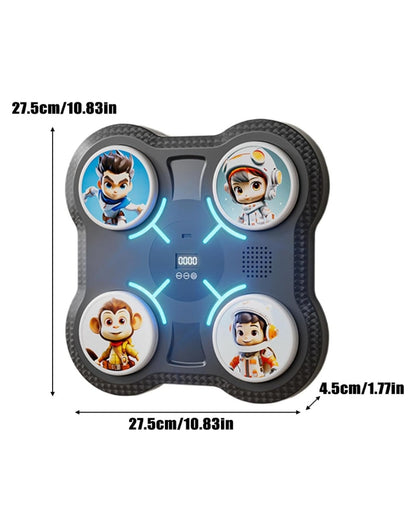 Dimensions and size measurements of the wall-mounted Music Boxing Machine for home fitness.