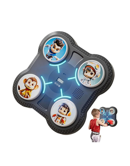 Close-up of the Music Boxing Machine Wall Mounted pad with four cartoon targets.