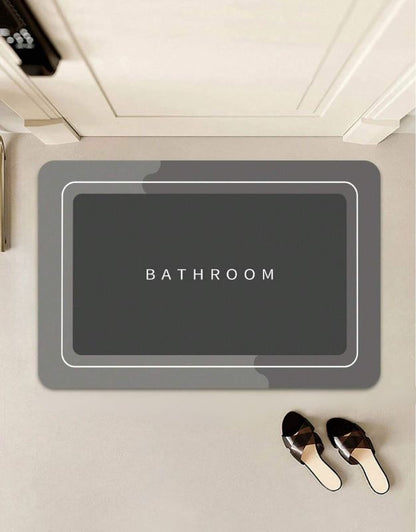 Washable bathroom rug with anti-skid rubber sole.