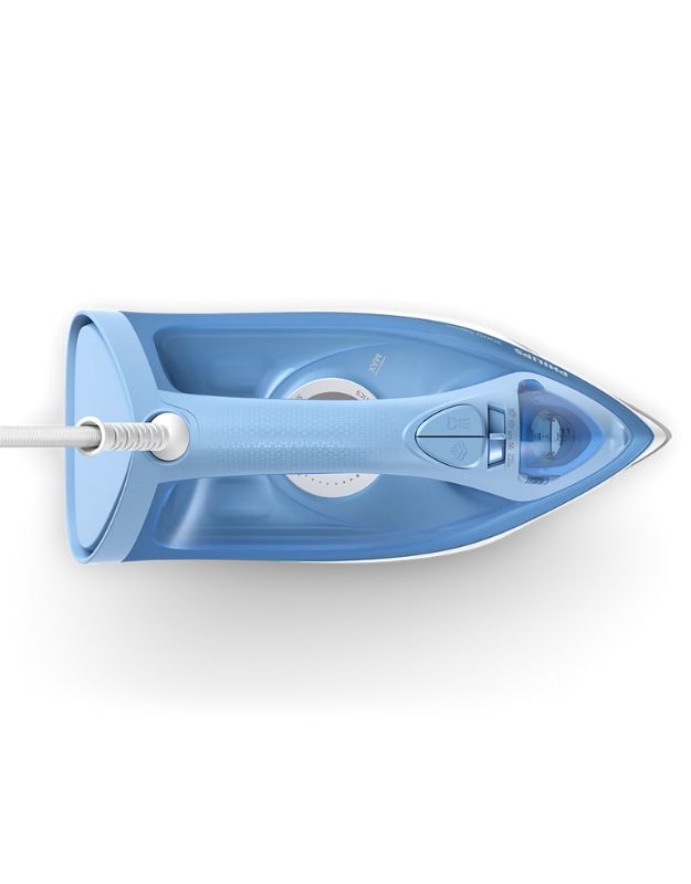 Top view of Philips 3000 Series DST3020/20 steam iron handle and controls.