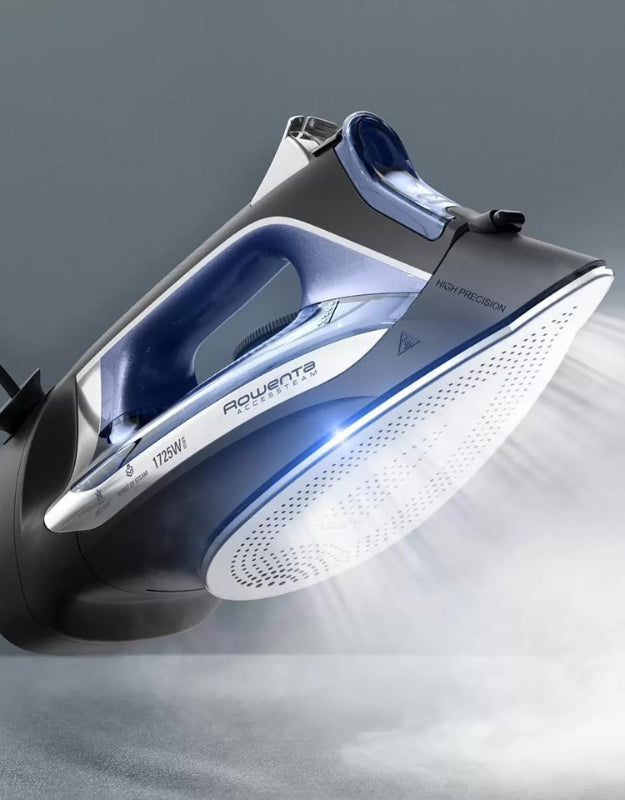 Rowenta 2500W high-precision steam iron emitting powerful steam for efficient wrinkle removal