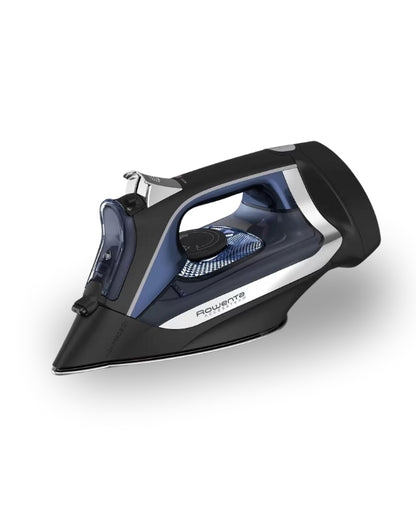 Rowenta Access 2500W powerful steam iron in blue and black design with retractable cord and precision tip