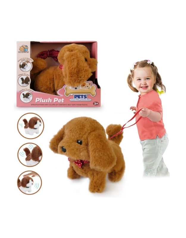 Dog Walking on a Leash Interactive Mascot Brown