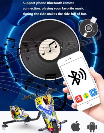 Tricycle 3 Wheels Electric Scooter LED Display 36V Fun Drifting For Kids & Adults