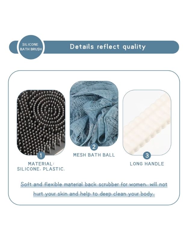 Silicone Bath Brush Loofah Sponge Back Scrubber Body Wash Sponge