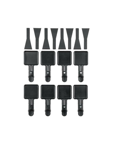 Silver Crest raclette grill accessories set including eight mini pans and spatulas