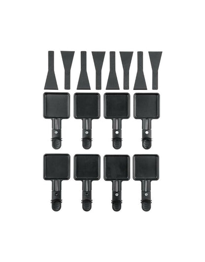 Silver Crest raclette grill accessories set including eight mini pans and spatulas