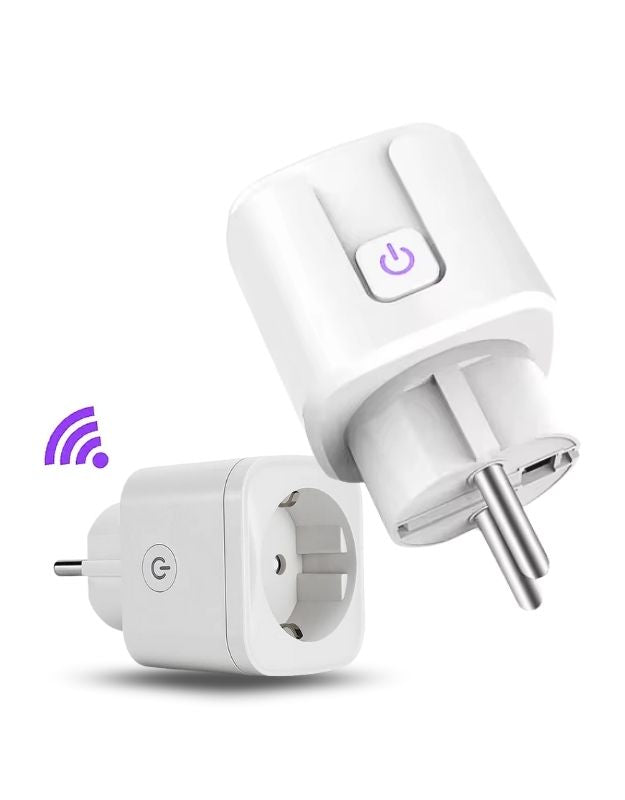 Smart WiFi plug EU socket with power button for home automation.