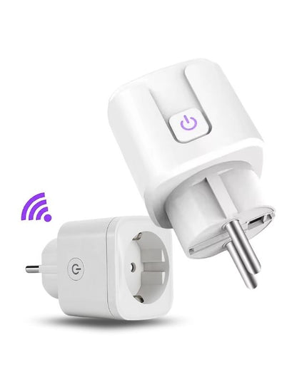 Smart WiFi plug EU socket with power button for home automation.